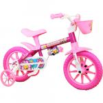 Bicicleta Infantil Feminina Aro 12 Flower - Com Cesta E Rodas Laterais