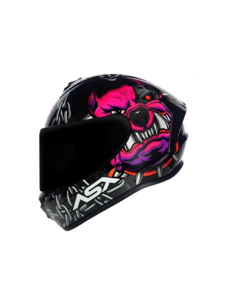 Capacete ASX DRAKEN BULL CYBER Preto Com Rosa