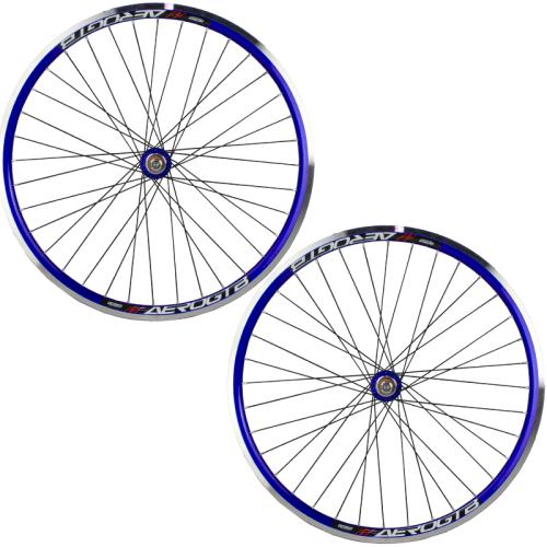 Par De Rodas Aro 26 Aero V-brake Com Rolamentos Marcha Azul